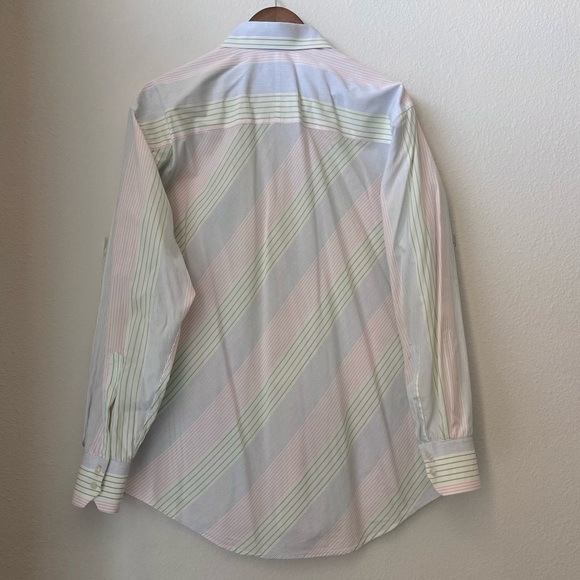 🆕 Ted Baker Button Down Dress Shirt - White w/ Pastel Stripes - Picture 3 of 10